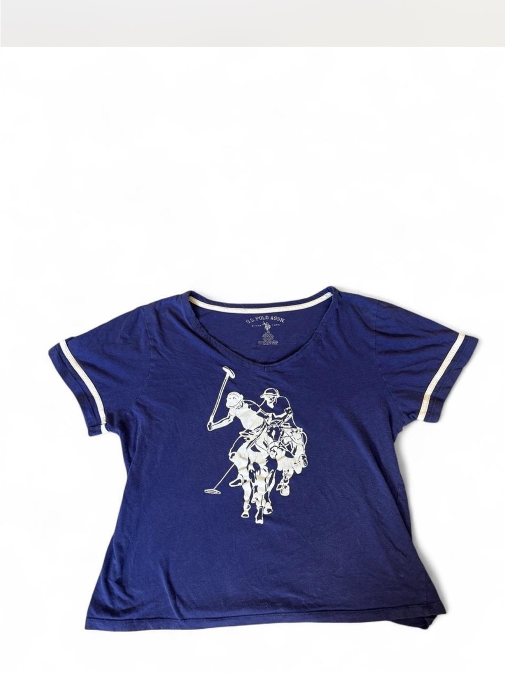 U.S. Polo Assn. Navy Polo Graphic Tee | Size L | White Polo Player Graphic - Picture 3 of 8